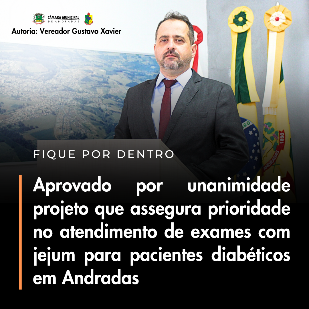 Câmara aprova prioridade para diabéticos em exames com jejum em Andradas