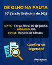 Câmara Municipal de Andradas realiza a 10ª Sessão Ordinária de 2026 nesta terça-feira