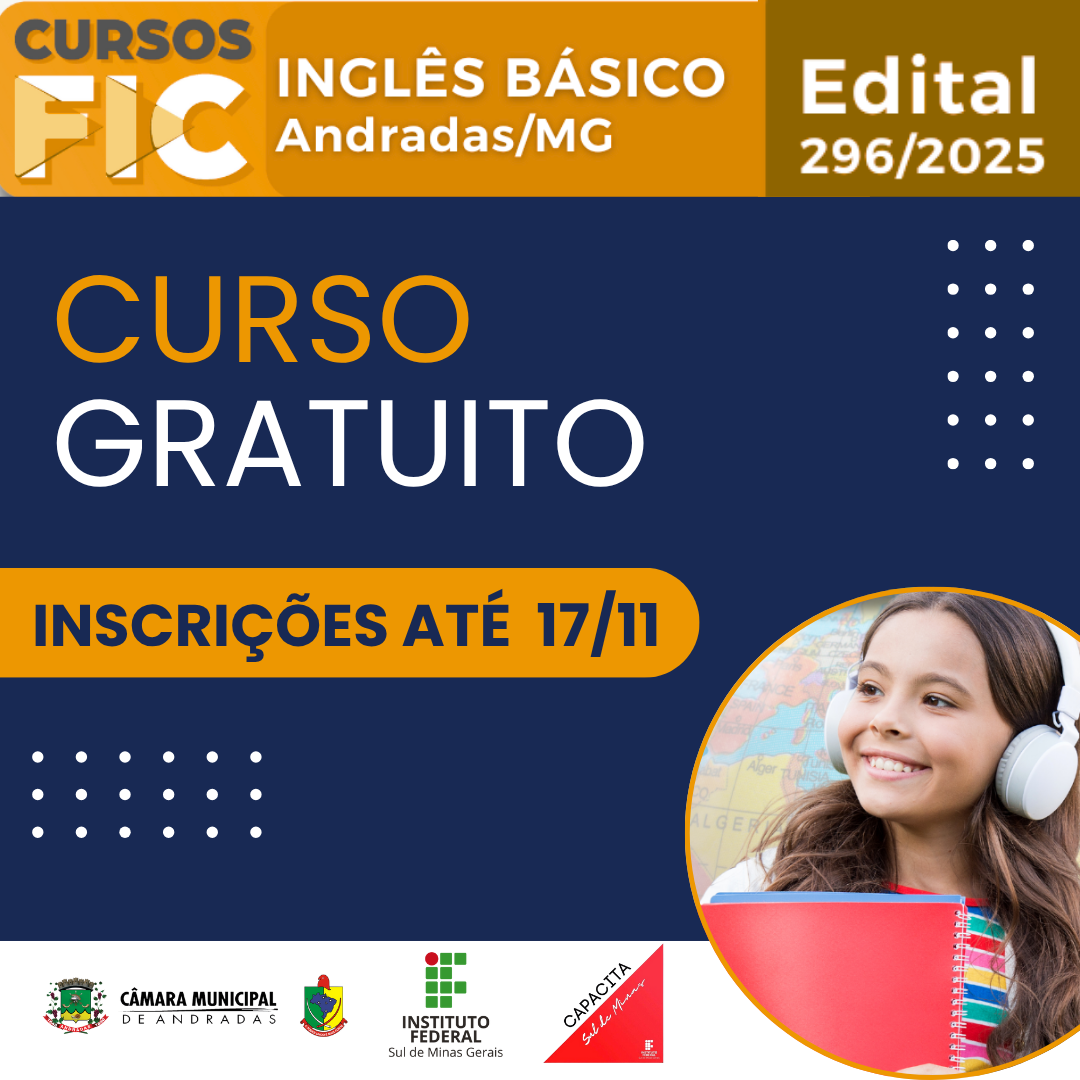 Câmara Municipal promove curso gratuito de Inglês Básico em parceria com o IF Sul de Minas e E.E. Daniel Ribeiro Moggi