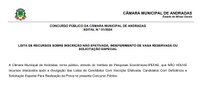 EDITAL N.º 01/2024: LISTA DE RECURSOS SOBRE INSCRIÇÃO NÃO EFETIVADA, INDEFERIMENTO DE VAGA RESERVADA OU SOLICITAÇÃO ESPECIAL