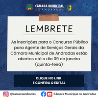 Inscrições do  Concurso Público para o cargo de Agente de Serviços Gerais estão abertas até o dia 09 de janeiro