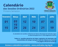 Calendário das sessões ordinárias de 2022