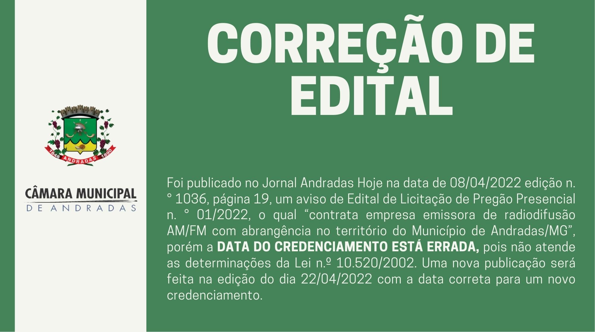 CORREÇÃO DE EDITAL