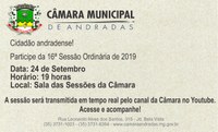 Pauta da 16ª Sessão Ordinária de 2019