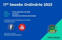 Pauta da 17ª Sessão Ordinária de 19 de setembro de 2023