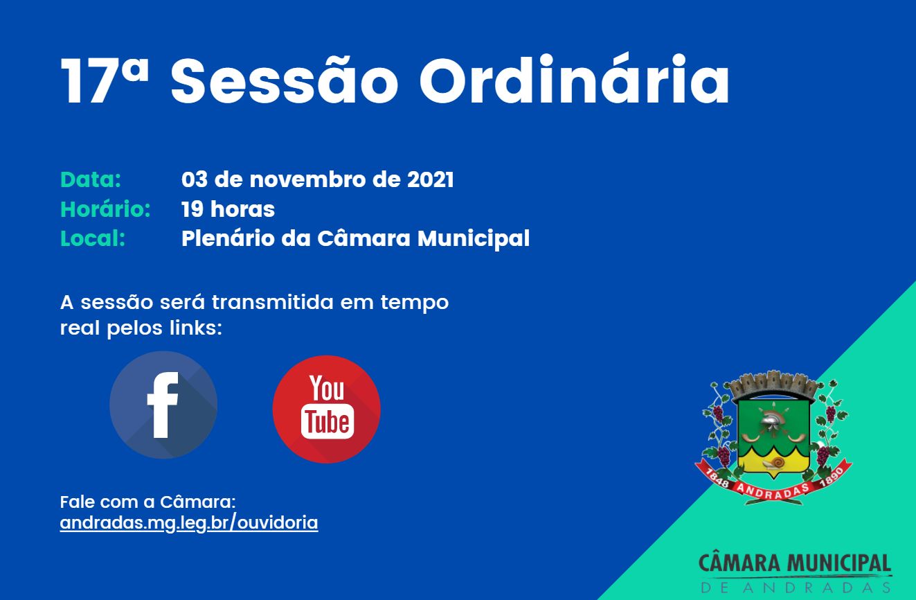 Pauta da 17ª Sessão Ordinária de 3 de novembro de 2021