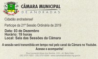 Pauta da 21ª Sessão Ordinária de 3 de dezembro de 2019