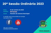 Pauta da 20ª Sessão Ordinária de 31 de outubro de 2023