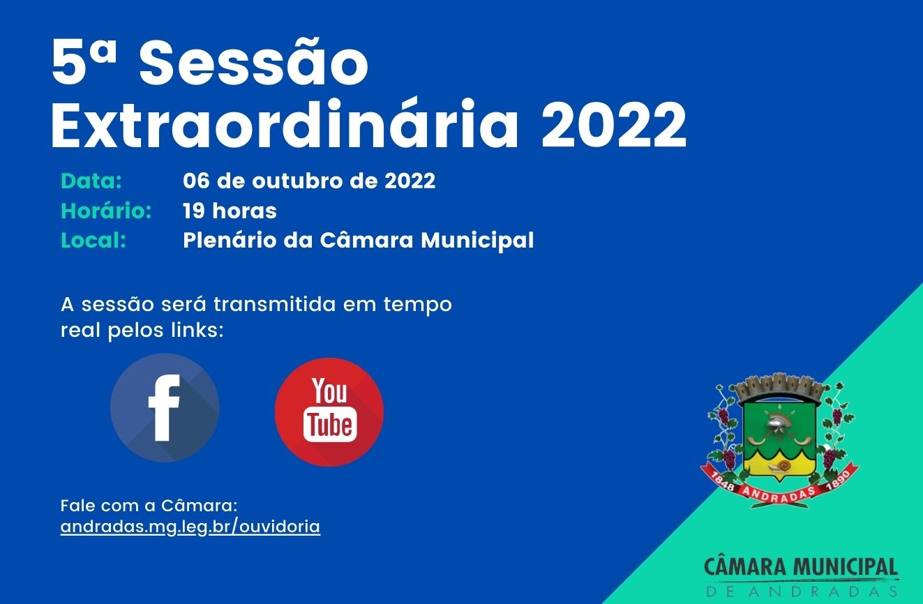 Pauta da 5ª Sessão Extraordinária de 6 de outubro de 2022