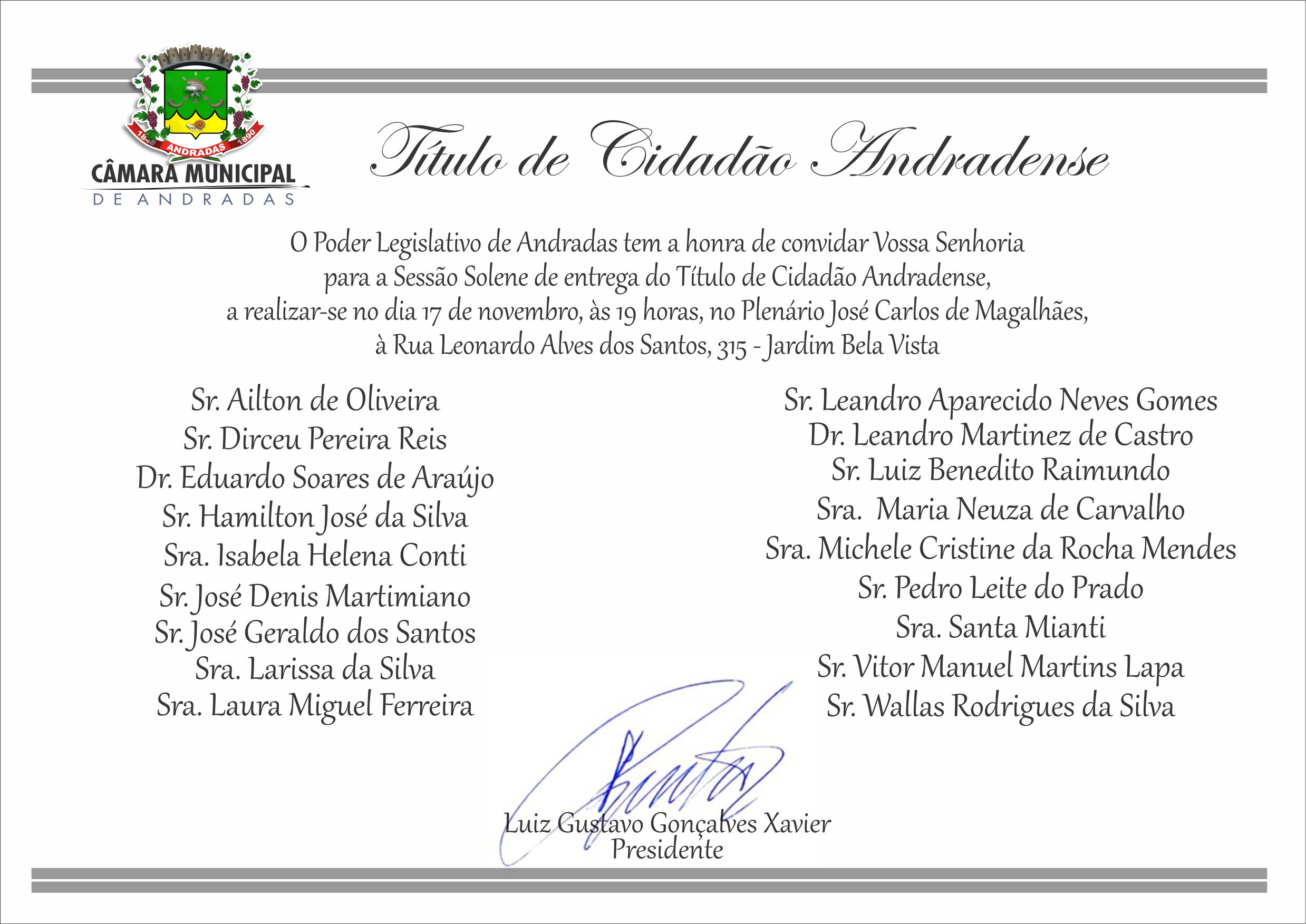 Título de Cidadão Andradense