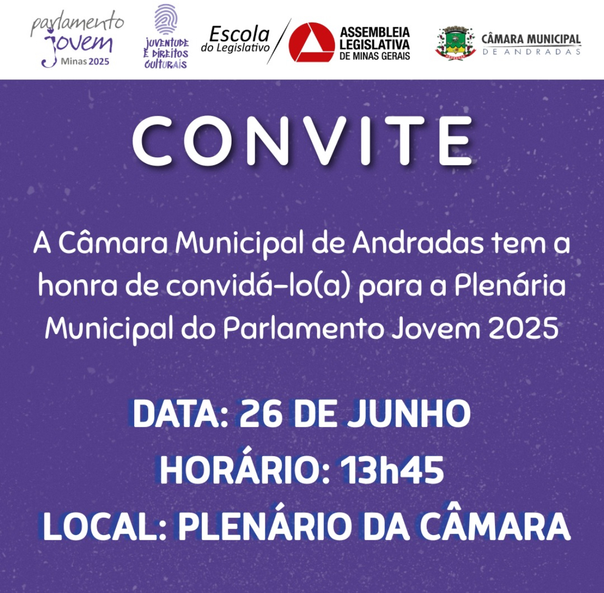 Plenária Municipal do Parlamento Jovem 2025 acontece nesta quinta-feira 