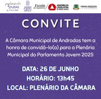Plenária Municipal do Parlamento Jovem 2025 acontece nesta quinta-feira 