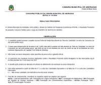 Resultado Provisório do Concurso Público da Câmara Municipal de Andradas - Edital N.º 01/2024