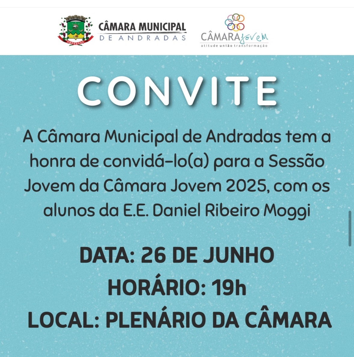 Sessão Jovem da Câmara Jovem 2025 será nesta quinta-feira 