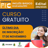 ÚLTIMO DIA PARA SE INSCREVER NO CURSO GRATUITO DE INGLÊS